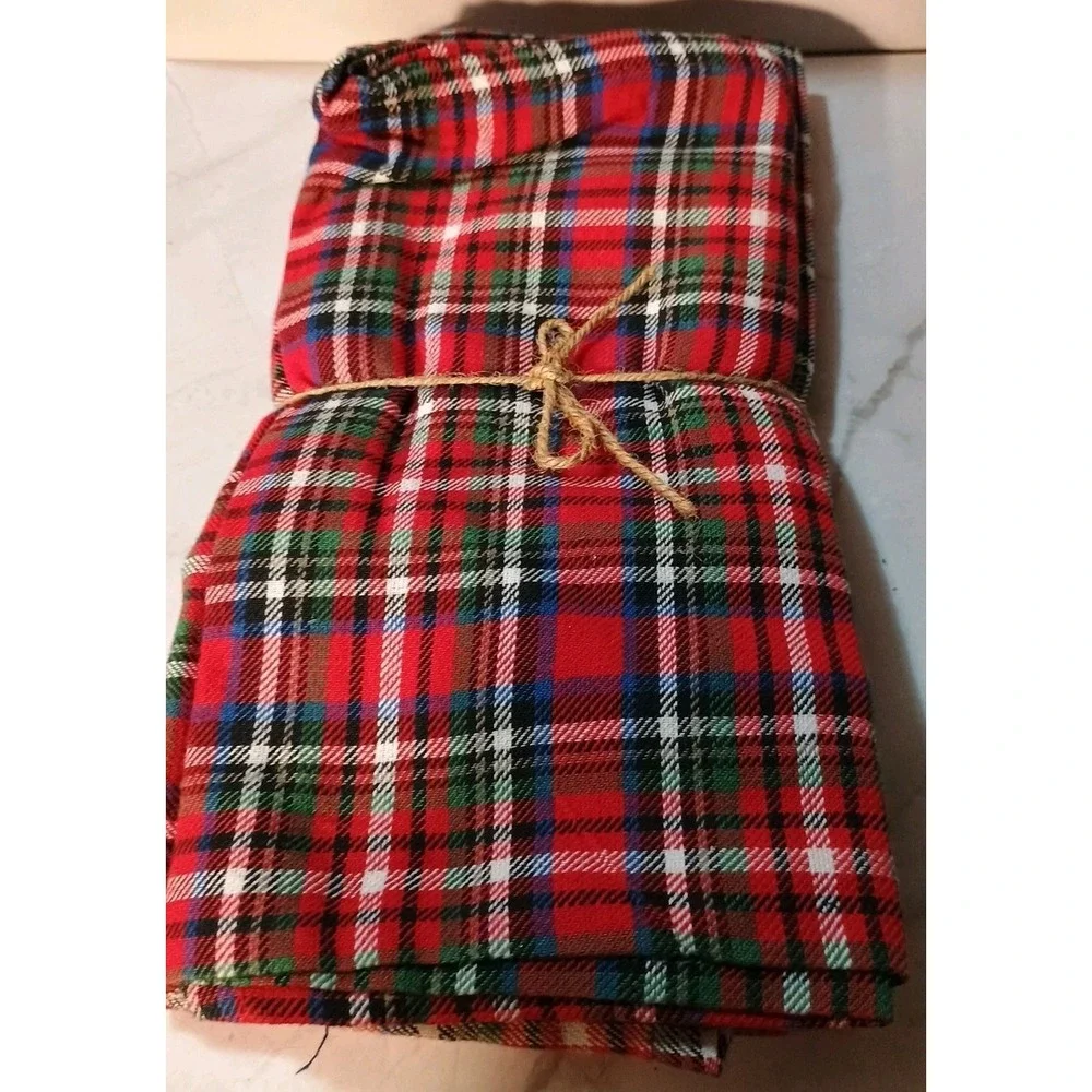 Chateau Set Of 4 Cotton Red Christmas Plaid Napkins Farmhouse Size 20